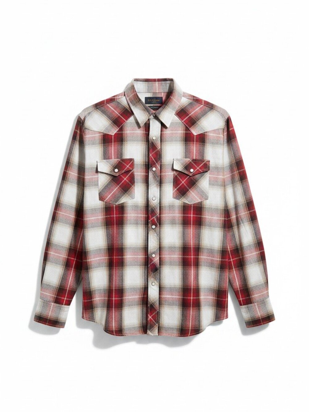 VTG Levi's Pearl Snap Western Plaid Shirt XL Red White Flannel Cowboy Workwear